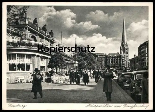 ALTE POSTKARTE HAMBURG ALSTERPAVILLON AM JUNGFERNSTIEG AUTOS OLDTIMER cars AK Ansichtskarte postcard cpa