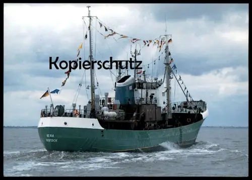 ÄLTERE POSTKARTE MS GERA ROSTOCK DER LETZTE SEITENFÄNGER DEUTSCHLANDS Schiff Motorschiff fishing ship postcard cpa AK
