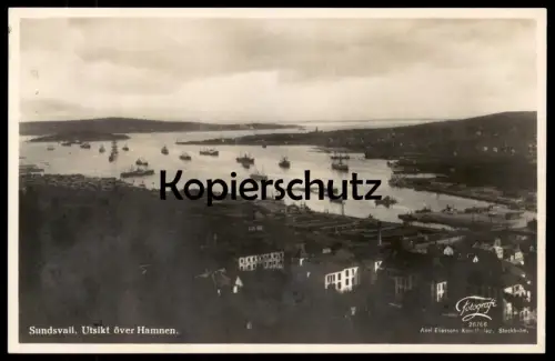 ALTE POSTKARTE SUNDSVALL UTSIKT ÖVER HAMNEN Hafen harbour port Sverige Sweden Schweden postcard cpa AK Ansichtskarte