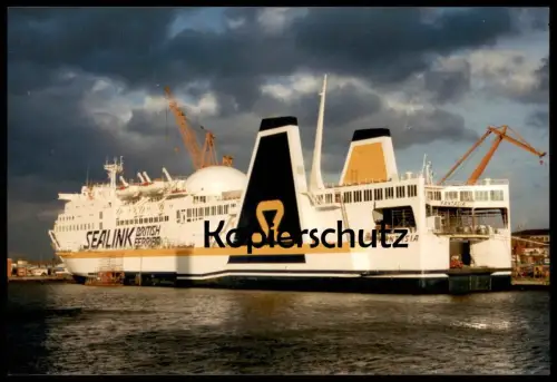 ÄLTERE POSTKARTE MS FANTASIA SEALINK PASSAGIERFÄHRE Schiff Motorschiff ship Gabelstapler forklift postcard Ansichtskarte