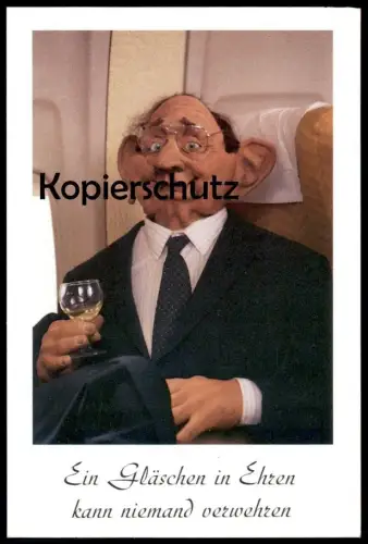 POSTKARTE HURRA DEUTSCHLAND TV SATIRE SHOW HANS-DIETRICH GENSCHER ZWISCHEN KEMPEN UND KENIA Gensch-Air Politiker Politik