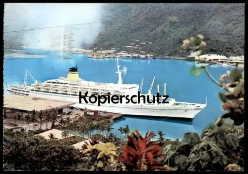 ÄLTERE POSTKARTE LLOYD TRIESTINO AT PAGO PAGO SERVICES TO ASIA AFRICA AUSTRALIA KREUZFAHRTSCHIFF Schiff ship postcard AK