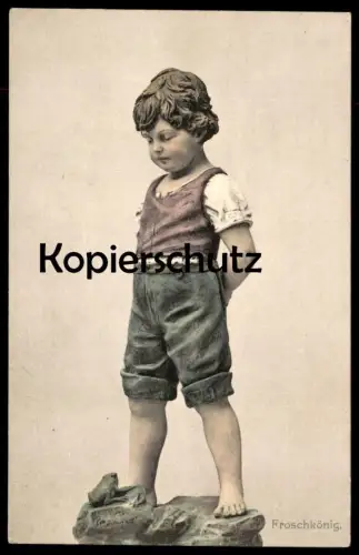 ALTE POSTKARTE FROSCHKÖNIG MODERNE PLASTIK FROSCH KIND JUNGE frog grenouille cpa postcard Ansichtskarte AK