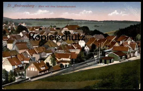 ALTE POSTKARTE ST. ANDREASBERG IM HARZ MIT DEM ZAHNRADBAHNHOF Waggon Bahnhof station gare Ansichtskarte AK cpa postcard
