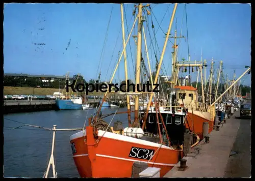 ÄLTERE POSTKARTE FISCHEREIHAFEN BÜSUM FISCHERBOOTE FISCHER fishing boat bateau de peche Ansichtskarte AK cpa postcard
