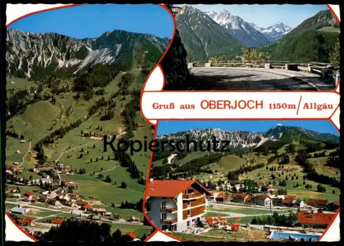 ÄLTERE POSTKARTE GRUSS AUS OBERJOCH PANORAMA Hotel Pool Hochallgäu Hindelang Ansichtskarte AK cpa postcard