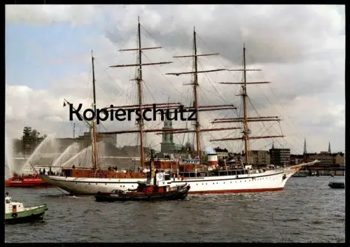 ÄLTERE POSTKARTE SEGELSCHIFF SEA CLOUD HAFEN HAMBURG VIERMASTER FEUERWEHR-SCHIFF four-mastered ship bateau sailing port