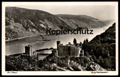 ALTE POSTKARTE AM RHEIN BURG REICHENSTEIN 1938 Schloss chateau castle Trechtinghausen cpa postcard AK Ansichtskarte
