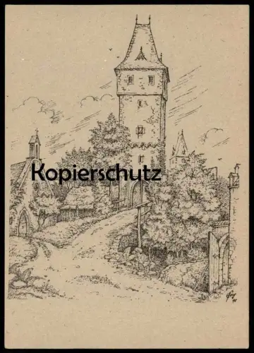 ALTE KÜNSTLER POSTKARTE DARMSTADT 1945 ERNST FAY BURG FRANKENSTEIN castle chateau Ansichtskarte cpa postcard AK