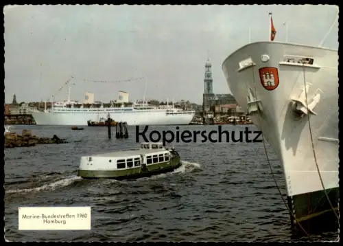 ÄLTERE POSTKARTE HAMBURG HAMBURGER HAFEN MARINE BUNDESTREFFEN 1960 SCHIFF GRIPSHOLM harbour port Fähre Dampfer ship