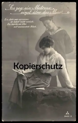 ALTE POSTKARTE ES ZOG EIN MATROSE EINST ÜBER DAS MEER EIN JAHR WAR VERRONNEN LIEBE ABSCHIED TOD sailor postcard cpa AK