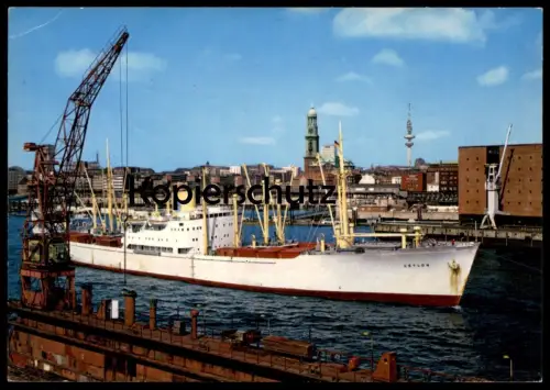 ÄLTERE POSTKARTE HAMBURG BLICK ÜBER DEN HAMBURGER HAFEN FRACHTSCHIFF CEYLON Schiff ship bateau Ansichtskarte AK postcard