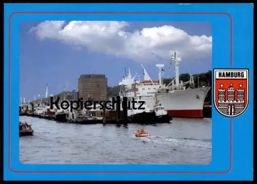 ÄLTERE POSTKARTE HAMBURG HAFEN SCHLEPPER HAFENSCHLEPPER & CAP SAN DIEGO Dampfer Schiff ship Ansichtskarte postcard cpa