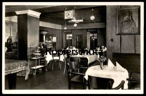 ALTE POSTKARTE HIRSCHBERG SCHLESIEN GASTZIMMER HOTEL STRAUSS AM BAHNHOF Uhr clock Jelenia Gora Schlesien polska poland