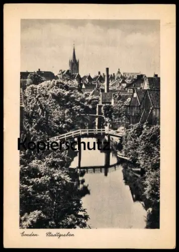 ÄLTERE POSTKARTE EMDEN STADTGRABEN 1944 Brücke Kirche Ansichtskarte postcard cpa AK