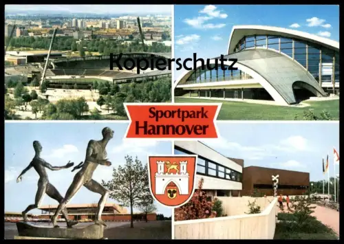 ÄLTERE POSTKARTE HANNOVER SPORTPARK STADION BÜSTE STAFFELLAUF STAFFEL LÄUFER stadium stade Ansichtskarte postcard cpa