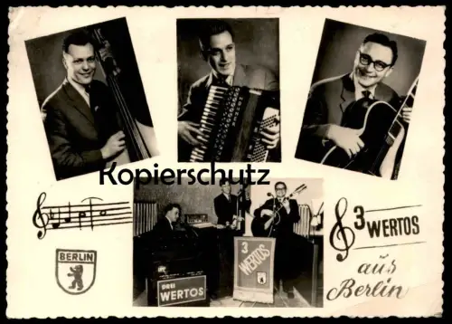 ÄLTERE POSTKARTE BERLIN DREI WERTOS 3 MUSIKER AUS BERLIN GRUPPE BAND MUSIKBAND MUSIK Ansichtskarte AK cpa postcard