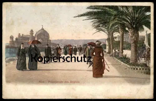 ALTE POSTKARTE NIZZA NICE PROMENADE DES ANGLAIS Frauen femme women Hut Schirm parapluie postcard Ansichtskarte