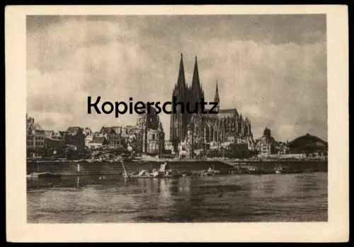 ALTE POSTKARTE KÖLN VOM ANDEREN RHEINUFER GESEHEN KRIEG ZERSTÖRTE STADT cologne guerre war Bombenangriff cpa postcard