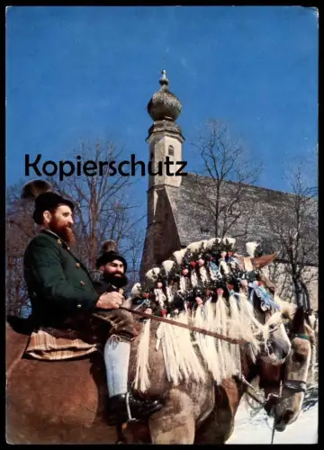 ÄLTERE POSTKARTE TRAUNSTEIN GEORGIRITT OSTERMONTAG GESCHMÜCKTES PFERD horse cheval Blesse Tracht Ansichtskarte postcard