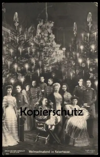 ALTE POSTKARTE WEIHNACHTSABEND IM KAISERHAUSE KAISER WILHELM KAISERPAAR KAISERLICHE FAMILIE Prinz emperors family