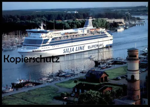 ÄLTERE POSTKARTE MS FESTIVAL SILJA LINE EUROWAY IN TRAVEMÜNDE AUTOFÄHRE MALMÖ Schiff Motorschiff ship bateau postcard AK