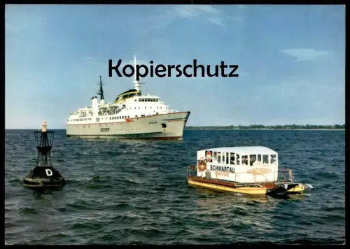 ÄLTERE POSTKARTE TRAVEMÜNDE M.S. GEDSER BEIM EINLAUFEN IN DEN HAFEN SCHWARTAU BOOT FÄHRE FÄHREN ferry Schiff ship cpa