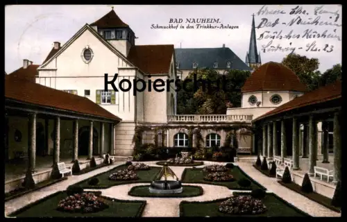 ALTE POSTKARTE BAD NAUHEIM SCHMUCKHOF IN DEN TRINKKUR-ANLAGEN 1921 Brunnen cpa postcard AK Ansichtskarte