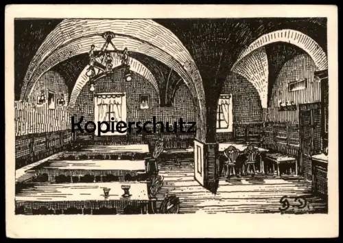 ALTE KÜNSTLER POSTKARTE PEUERBACH WIRTSSTUBE ZUM GOLDENEN LAMM HANS DOBLMAYER Österreich Austria Doblmaier postcard cpa