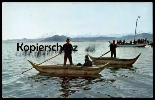 ALTE POSTKARTE PESCADORES LAGO TITICACA BOLIVIA FISHERMEN Fischer Schiff Boot ship boat bateau Bolivien postcard cpa AK