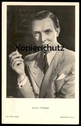 ALTE POSTKARTE ERICH FIEDLER FILM-SCHAUSPIELER MIT ZIGARETTE cigarette Krawatte Sakko actor acteur Foto Urban postcard