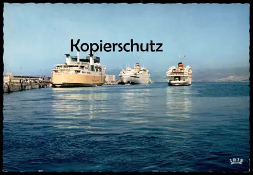 ÄLTERE POSTKARTE TANGER FERRY BOATS FÄHRE IN MEERENGE Schiff Motorschiff ship bateau Marokko Ansichtskarte postcard cpa