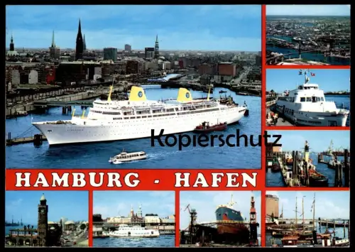 ÄLTERE POSTKARTE HAMBURG HAFEN DAMPFER KUNGSHOLM SCHIFF WERFT harbour port puerto Fähre ship Ansichtskarte cpa postcard