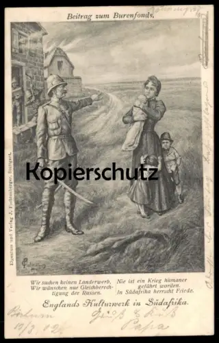ALTE POSTKARTE BEITRAG ZUM BURENFONDS ENGLANDS KULTURWERK SÜDAFRIKA BOERE Burenkrieg Buren Ansichtskarten postcard cpa