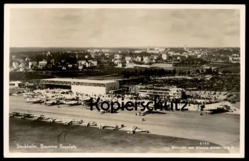 ALTE POSTKARTE STOCKHOLM BROMMA FLYGPLATS AIRPLANE JUNKERS TANTE JU SE-ACL plane Flughafen airport sweden AK postcard