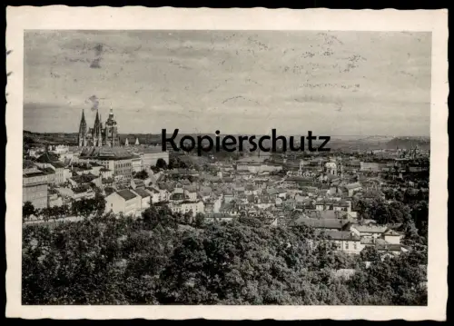 ALTE POSTKARTE PRAG 1943 TOTALANSICHT STEMPEL FLUGZEUGFÜHRERSCHULE GBELL PRAHA Prague Ceska republika Czech republic AK