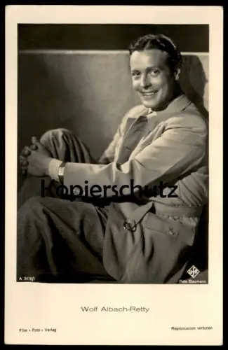 ALTE POSTKARTE WOLF ALBACH-RETTY FILM-SCHAUSPIELER FILM FOTO VERLAG UFA ANZUG actor acteur postcard cpa AK Ansichtskarte