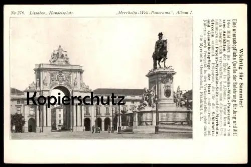 ALTE POSTKARTE LISSABON HANDELSPLATZ LISBOA PORTUGAL MYRRHOLIN-WELT PANORAMA FRANKFURT Ansichtskarte postcard