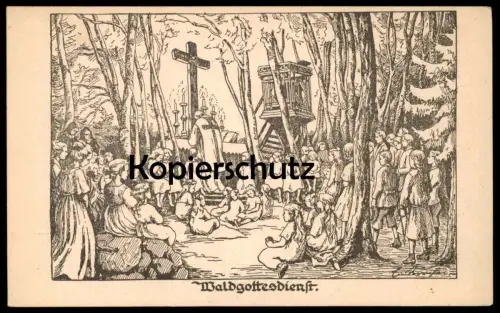 ALTE KÜNSTLER POSTKARTE WALDGOTTESDIENST ELISABETH LÖRCHER WELTKRIEG Andacht Gottesdienst Ansichtskarte cpa AK postcard