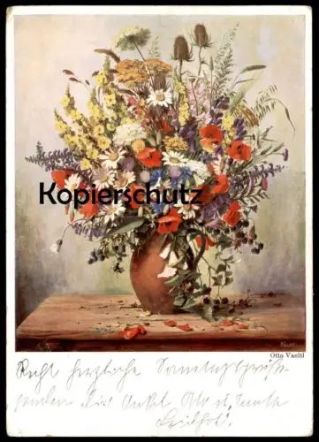 ALTE KÜNSTLER POSTKARTE BLUMEN OTTO VAELTL BISCHOF & KLEIN LENGERICH STILLLEBEN Flowers Fleurs Ansichtskarte AK postcard