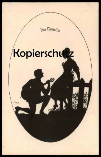 ALTE KÜNSTLER POSTKARTE DAS LIEBESLIED LIEBE ELSBETH FORCK Scherenschnitt couple in love postcard cpa AK Ansichtskarte