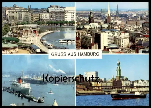 ÄLTERE POSTKARTE GRUSS AUS HAMBURG HAFEN PANORAMA DAMPFER SCHIFF SCHIFFE MICHEL harbour port puerto ship AK cpa postcard