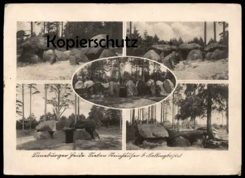 ALTE POSTKARTE SIEBEN STEINHÄUSER BEI FALLINGBOSTEL LÜNEBURGER HEIDE GRÄBER HÜNENGRAB grave funeral Ansichtskarte AK