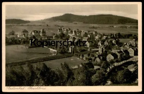 ALTE POSTKARTE OBERSCHLEMA RADIUMBAD PANORAMA BAD SCHLEMA BAHNSTRECKE railway line Eisenbahn Ansichtskarte postcard cpa