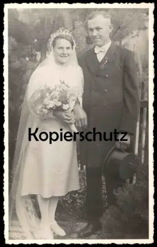 ALTE FOTO POSTKARTE HOCHZEIT EHEPAAR FRIEDA UND MAX Heirat Paar Ehe Frau Mann Zylinder marriage cpa photo postcard