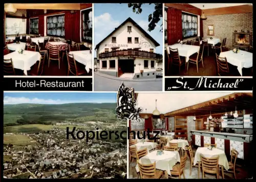 ÄLTERE POSTKARTE MORBACH HUNSRÜCK HOTEL RESTAURANT PENSION ST. MICHAEL BESITZERIN MARIA RAHN Drache dragon cpa AK