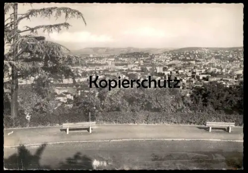 ÄLTERE POSTKARTE STUTTGART 1955 PANORAMA SITZBÄNKE TOTALANSICHT Ansichtskarte AK cpa postcard