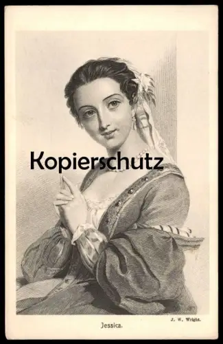 ALTE KÜNSTLER POSTKARTE SHAKESPEARE'S HELDINNEN JESSICA J. W. WRIGHT Porträt Dame Frau Schmuck Ansichtskarte postcard AK
