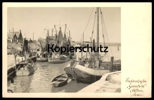 ALTE POSTKARTE FISCHEREIHAFEN GREETSIEL FISCHKUTTER AUFNAHME TILLMANN EMDEN Hafen Fischer Kutter Schiff Motorschiff port