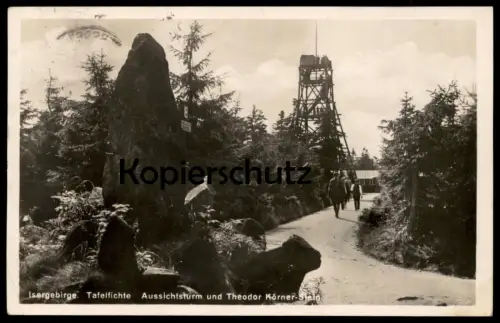 ALTE POSTKARTE TAFELFICHTE AUSSICHTSTURM THEODOR-KÖRNER-STEIN ISERGEBIRGE SUDETEN 1936 Ansichtskarte postcard